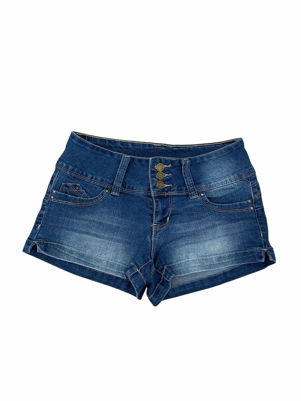 YMI WannaBettaButt Denim Shorts Womens Juniors 5 Medium Wash